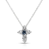 BRAND NEW Sapphire & Diamond Cross Pendant in 14K White Gold (1.00 CTW)