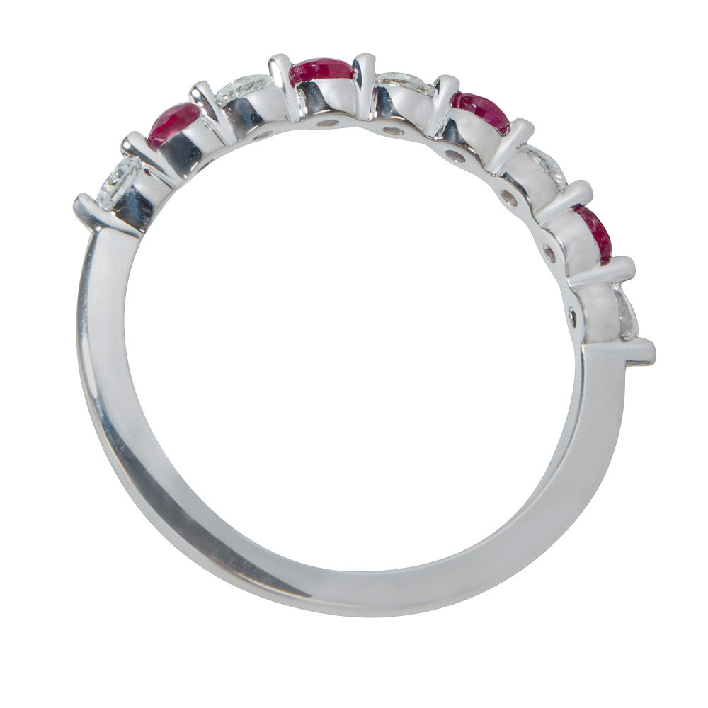 BRAND NEW Diamond & Ruby Wedding Ring in 14KT White Gold (1/2 CTW)