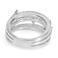 Blue Topaz and Diamond Ring in 18K White Gold (0.42 CTW)
