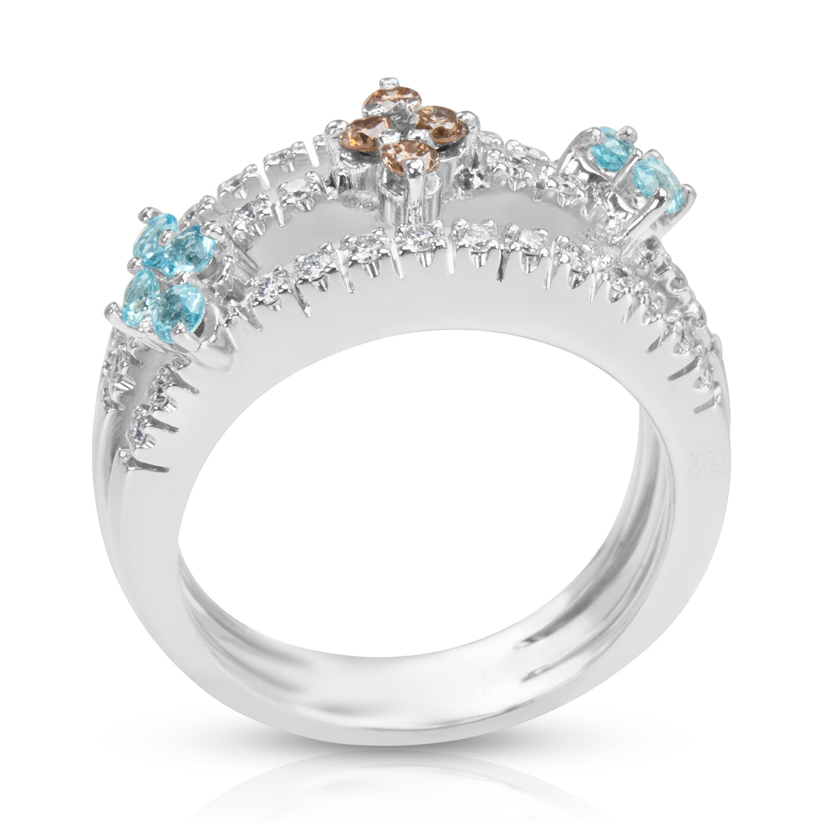 Blue Topaz and Diamond Ring in 18K White Gold (0.42 CTW)