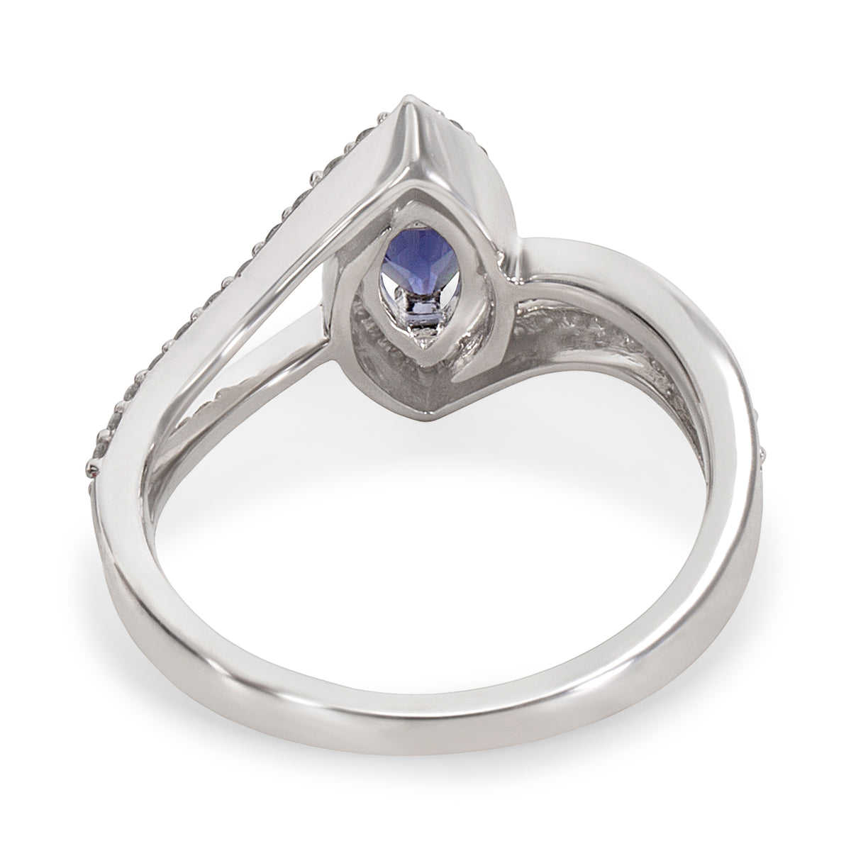 BRAND NEW Diamond & Iolite Marquise Ring in 14k White Gold (0.48 CTW)