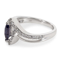 BRAND NEW Diamond & Iolite Marquise Ring in 14k White Gold (0.48 CTW)