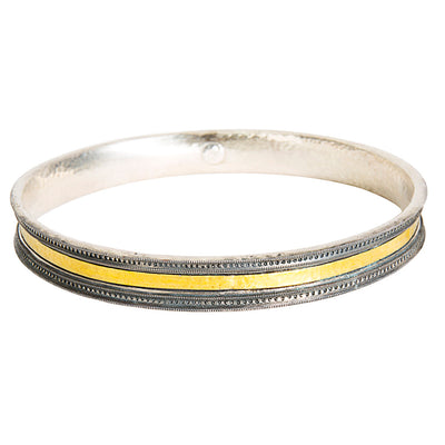Gurhan Bangle Bracelet in 24K Yellow Gold and Sterling Silver MSRP 1,195
