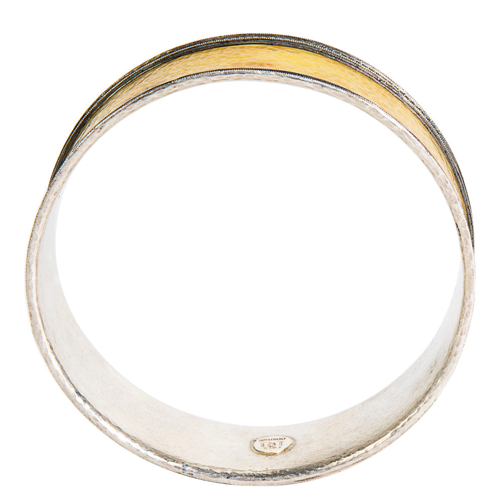 Gurhan Bangle Bracelet in 24K Yellow Gold and Sterling Silver MSRP 2,875