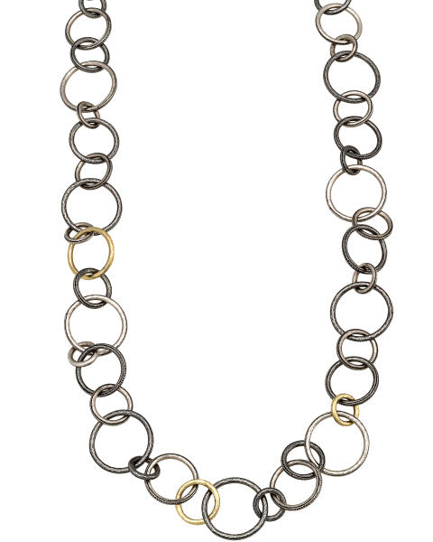 Gurhan Hoop Necklace in 24K Yellow Gold & Sterling Silver