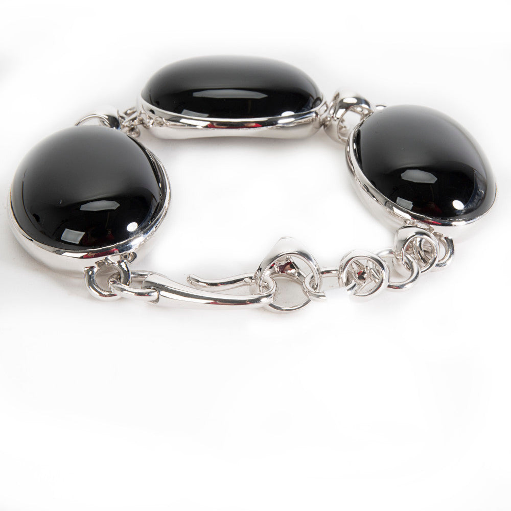 BRAND NEW Di Modolo Black Agate Bracelet in Plated Rhodium MSRP 400