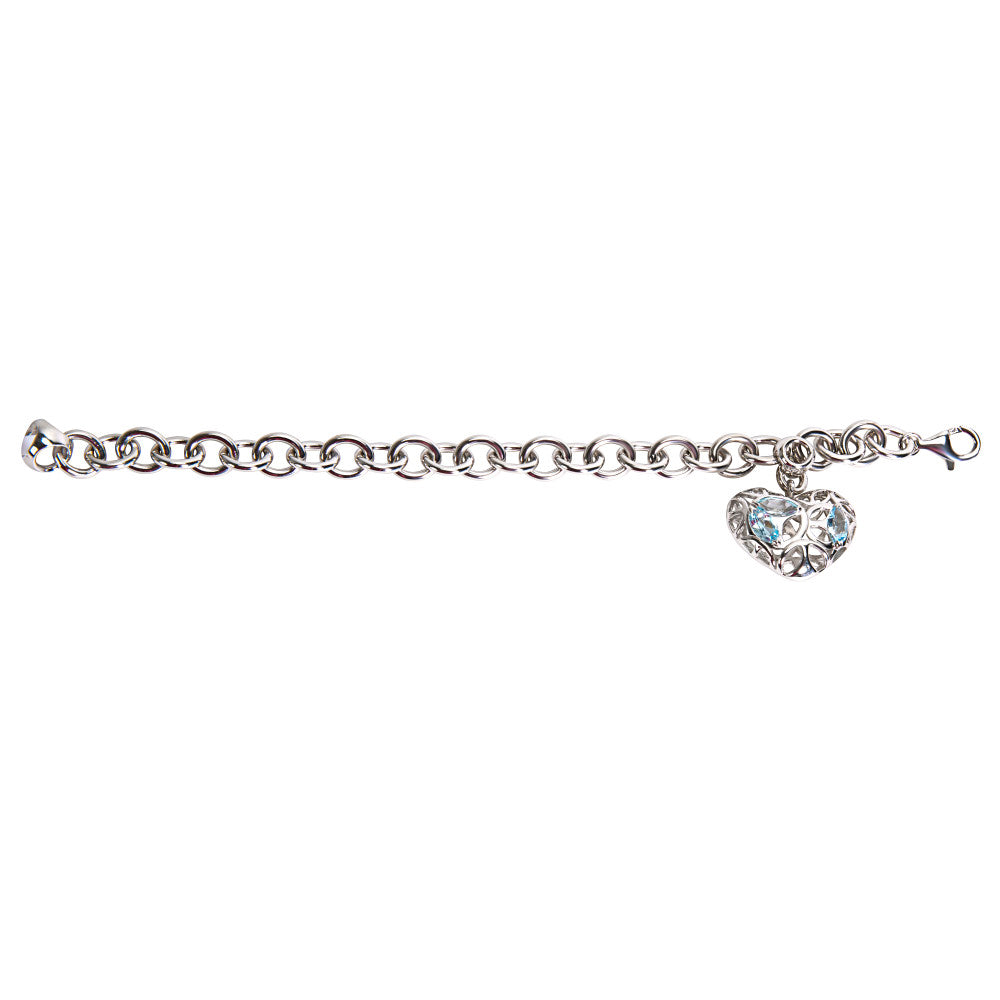 Di Modolo Charm Bracelet with Blue Topaz in Plated Rhodium MSRP 495