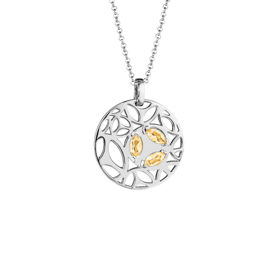 Di Modolo Ricamo Golden Quartz Pendant in Plated Rhodium MSRP 650