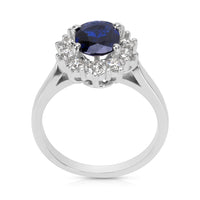 BRAND NEW Sapphire Center & Diamond Fashion Ring in 14K White Gold (0.50 CTW)