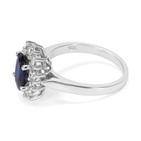 BRAND NEW Sapphire Center & Diamond Fashion Ring in 14K White Gold (0.50 CTW)