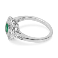 BRAND NEW Emerald & Diamond Fashion Ring in 18k White Gold (0.30 CTW)
