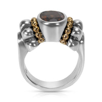 Lagos Smokey Quartz Caviar Ring in 18K Yellow Gold/Sterling Silver