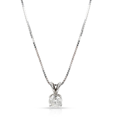 Solitaire Diamond Necklace in 14K White Gold 0.97 CTW