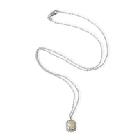 Cushion cut Diamond Halo Necklace in 14K White Gold GIA Certified M SI2 1.01 Ctw