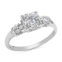 Three Stone Diamond Engagement Ring in 18K White Gold (0.65 CTW)