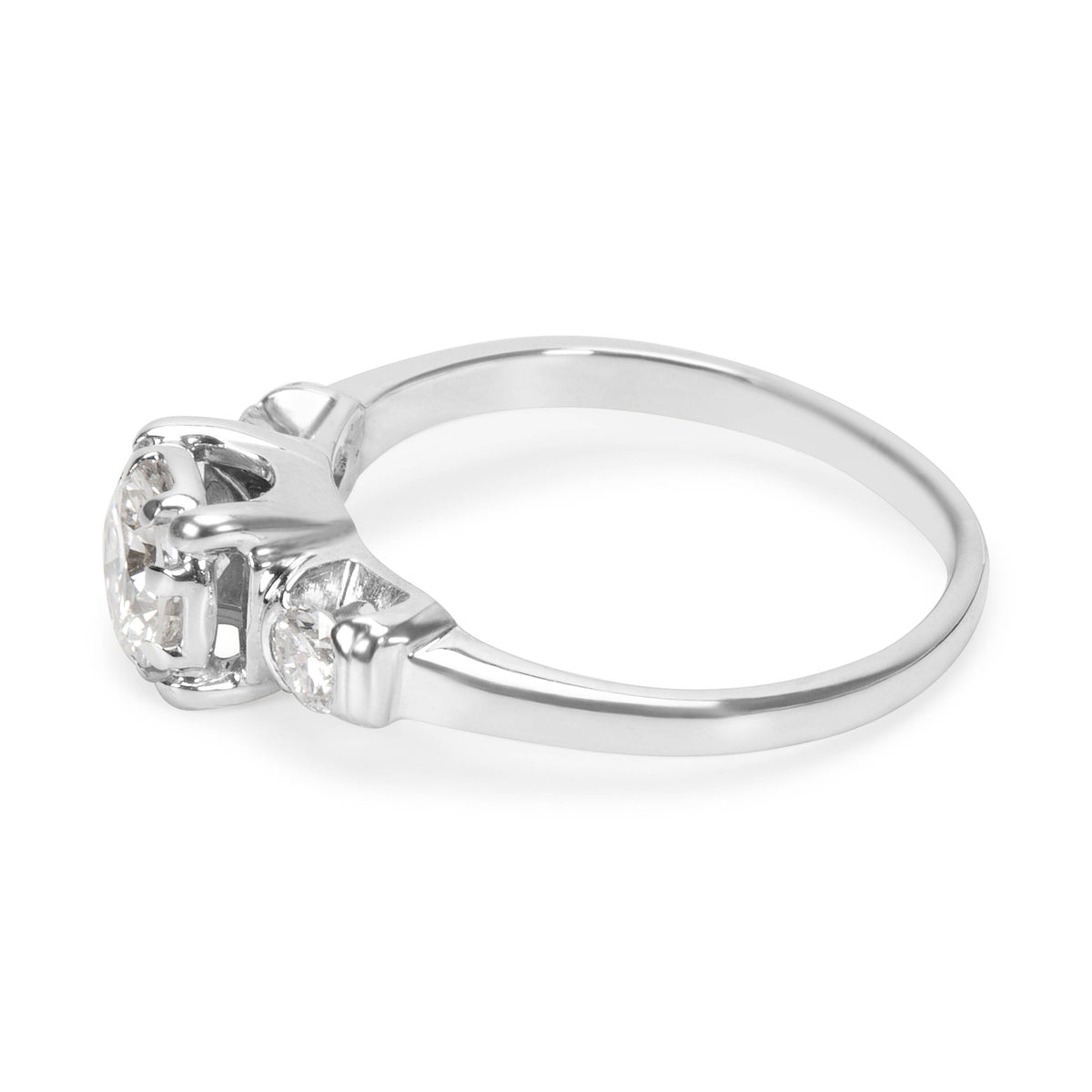 Three Stone Diamond Engagement Ring in 18K White Gold (0.65 CTW)