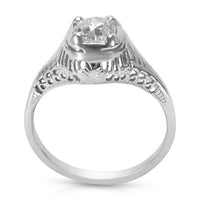 Estate Old Miners Diamond Engagement Ring in 18KT White Gold 0.60 ctw