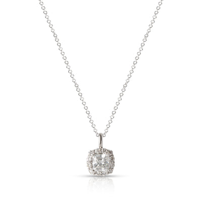 Halo Radiant Diamond Necklace in 14K White Gold GIA Certified D VS2 1.28 CTW