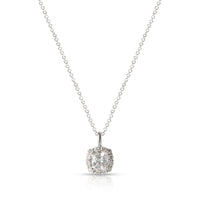 Halo Radiant Diamond Necklace in 14K White Gold GIA Certified D VS2 1.28 CTW