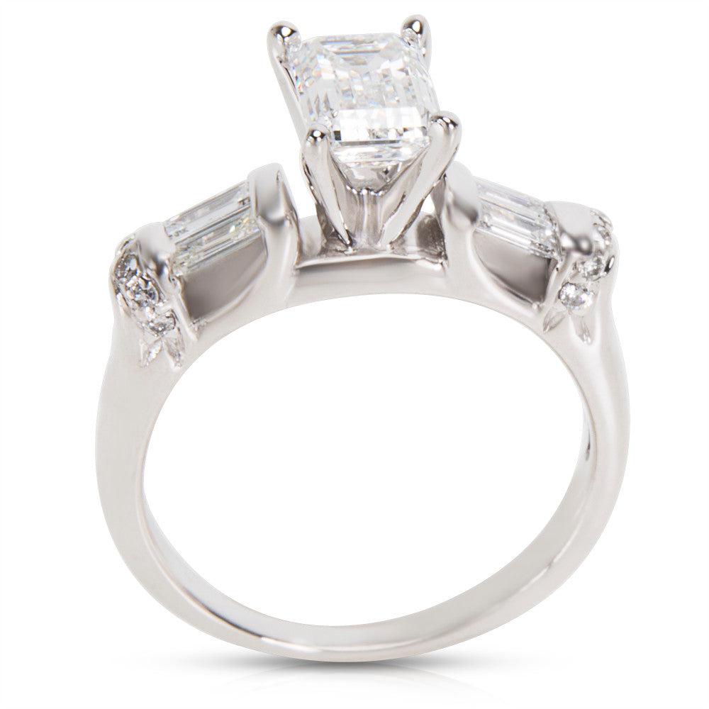 GSL Certified Emerald Cut Diamond Engagement Ring in 14k Gold E-F VS2 1.01 ctw