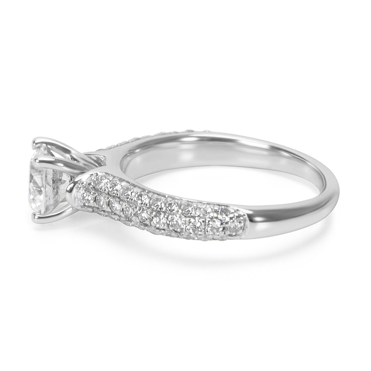 Pave Diamond Engagement Ring in 14K White Gold  (1.25 CTW)
