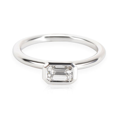GIA Certified Emerald Cut Diamond Stackable Ring in 14K White Gold D SI2 0.51CTW