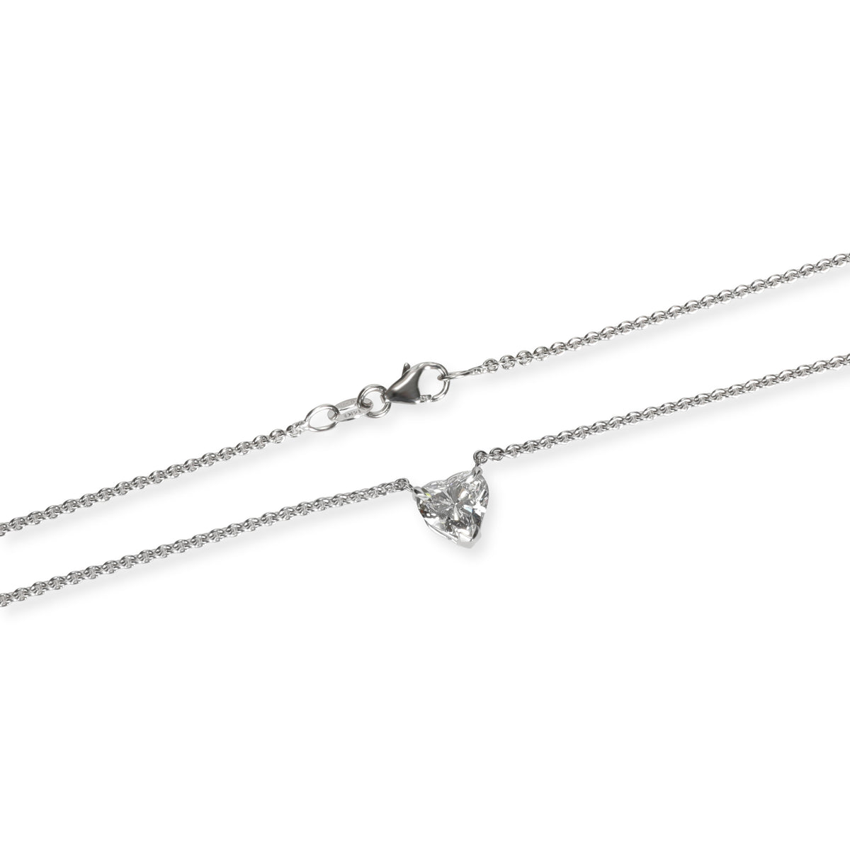 GIA Certified Heart Diamond Necklace in 14KT White Gold G VVS2 1.06 ctw