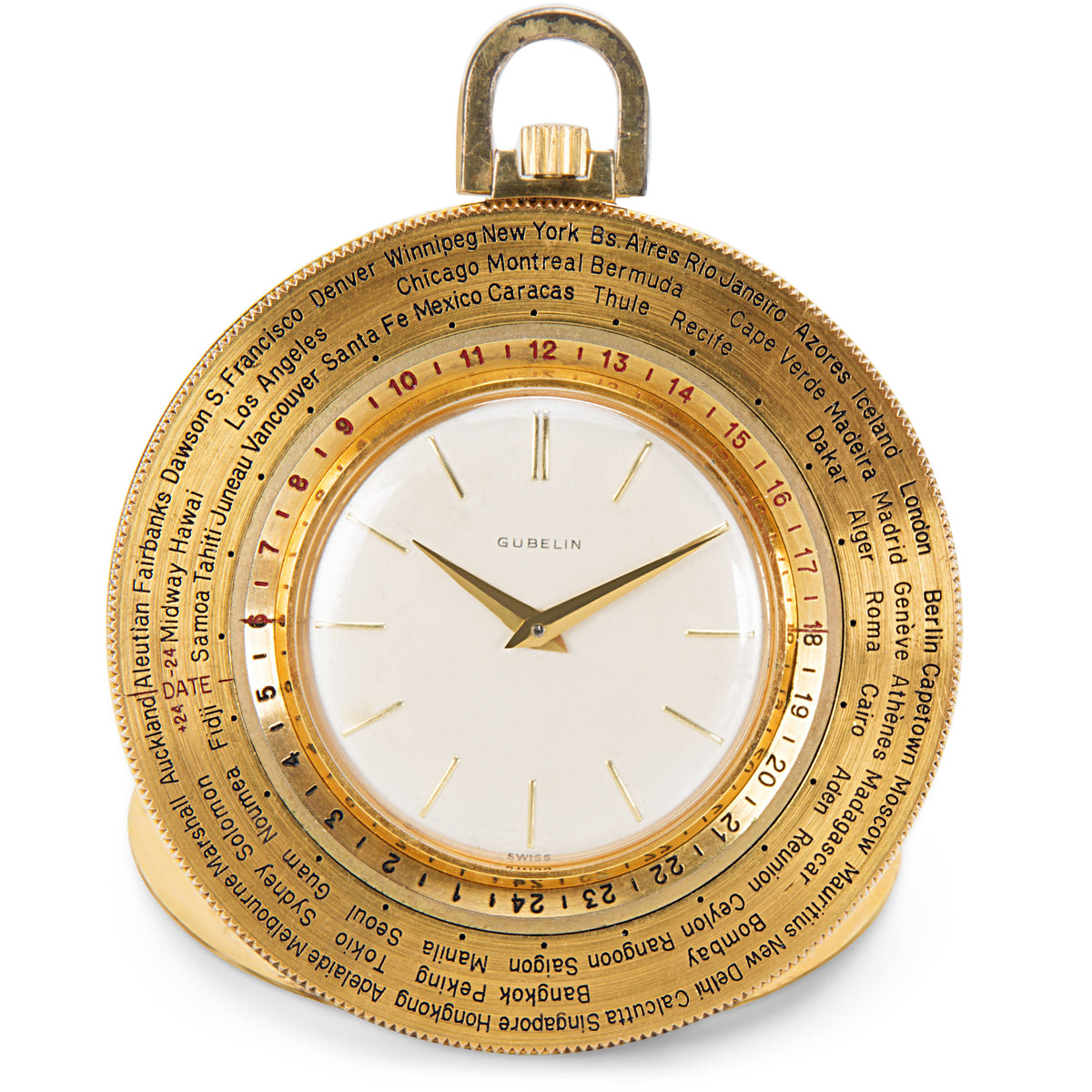 Gubelin World Timer Pocket Watch in 14K Gold-Filled