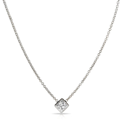 GIA Certified Princess cut Solitaire Diamond Necklace G VS1 0.72 Ct