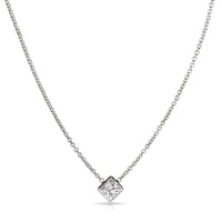 GIA Certified Princess cut Solitaire Diamond Necklace G VS1 0.72 Ct