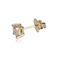 GIA Certified Princess Cut Single Stud in 14KT Yellow Gold (D SI1 0.31 Ct)