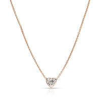 GIA Certified Bezel Set Diamond Necklace in 14K Rose Gold F SI1 0.85 CTW