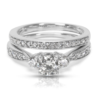 Diamond Engagement Ring Wedding Set in 14K White Gold (1.35 CTW)