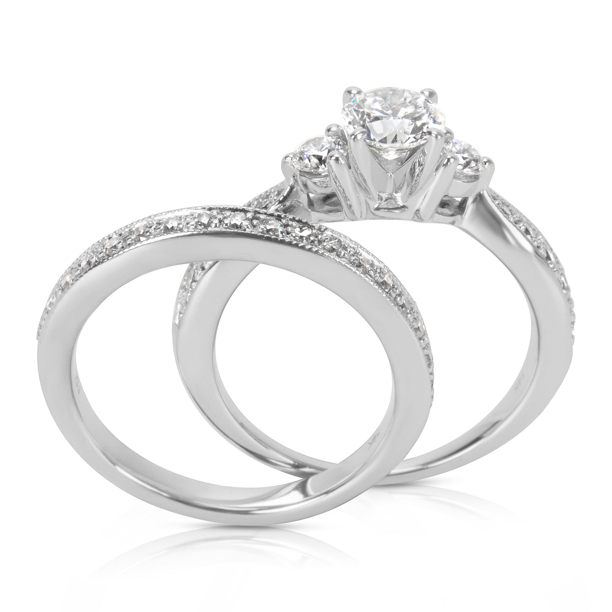 Diamond Engagement Ring Wedding Set in 14K White Gold (1.35 CTW)
