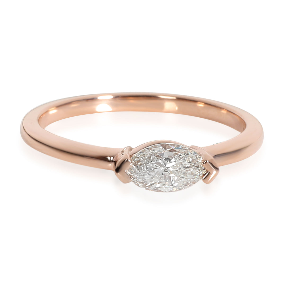 GIA Certified Marquise Cut East West Ring in 14K Rose Gold (0.50 ct G/I1)
