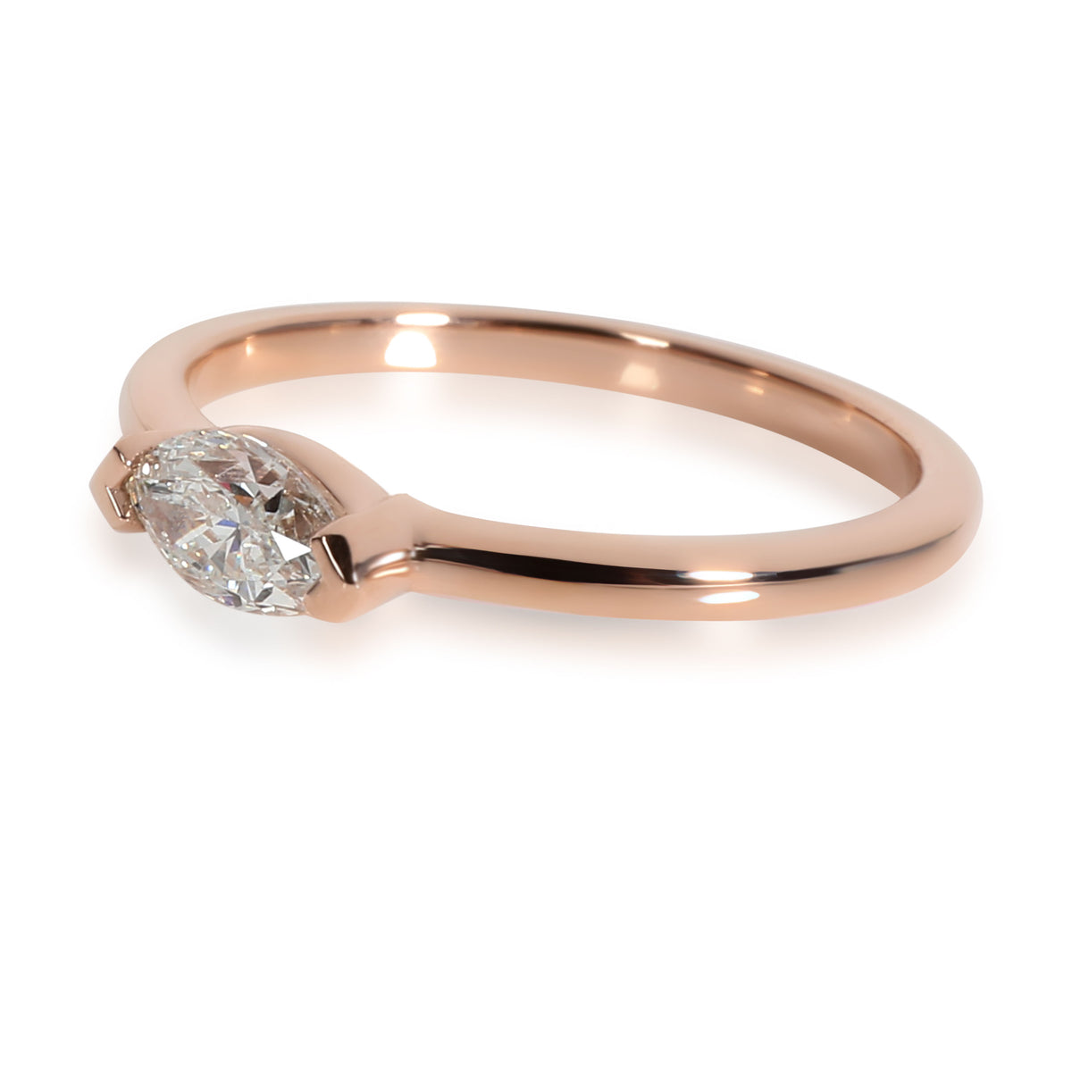 GIA Certified Marquise Cut East West Ring in 14K Rose Gold (0.50 ct G/I1)