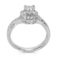GSI Certified Cushion Diamond Engagement Ring in 14KT White Gold 1.00 ctw