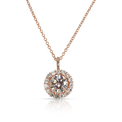 Diamond Halo Pendant in 14K White Gold Light Pink SI1 1.42 CTW