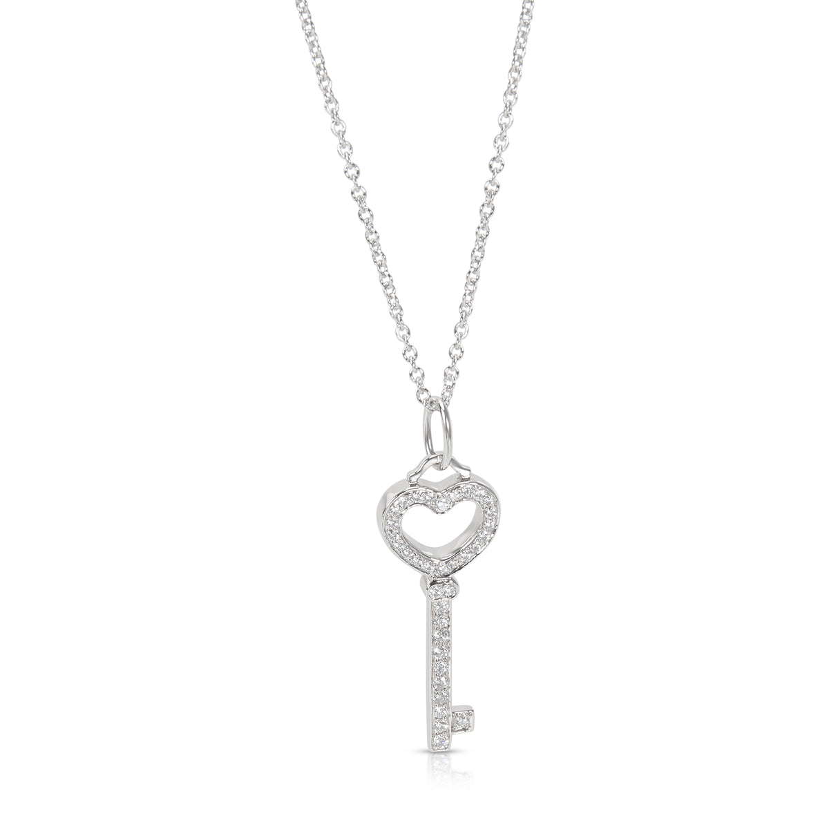 Tiffany & Co. Diamond Key Heart Pendant in Platinum