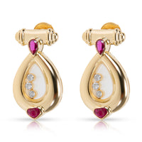 Chopard Vintage Happy Diamonds & Rubies Earrings in 18K Yellow Gold