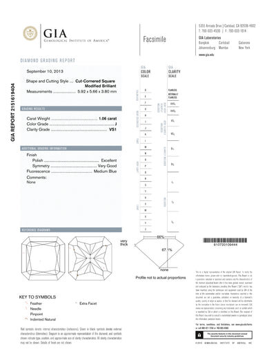 GIA Certified 1.06 Ct Radiant cut J VS1 Loose Diamond