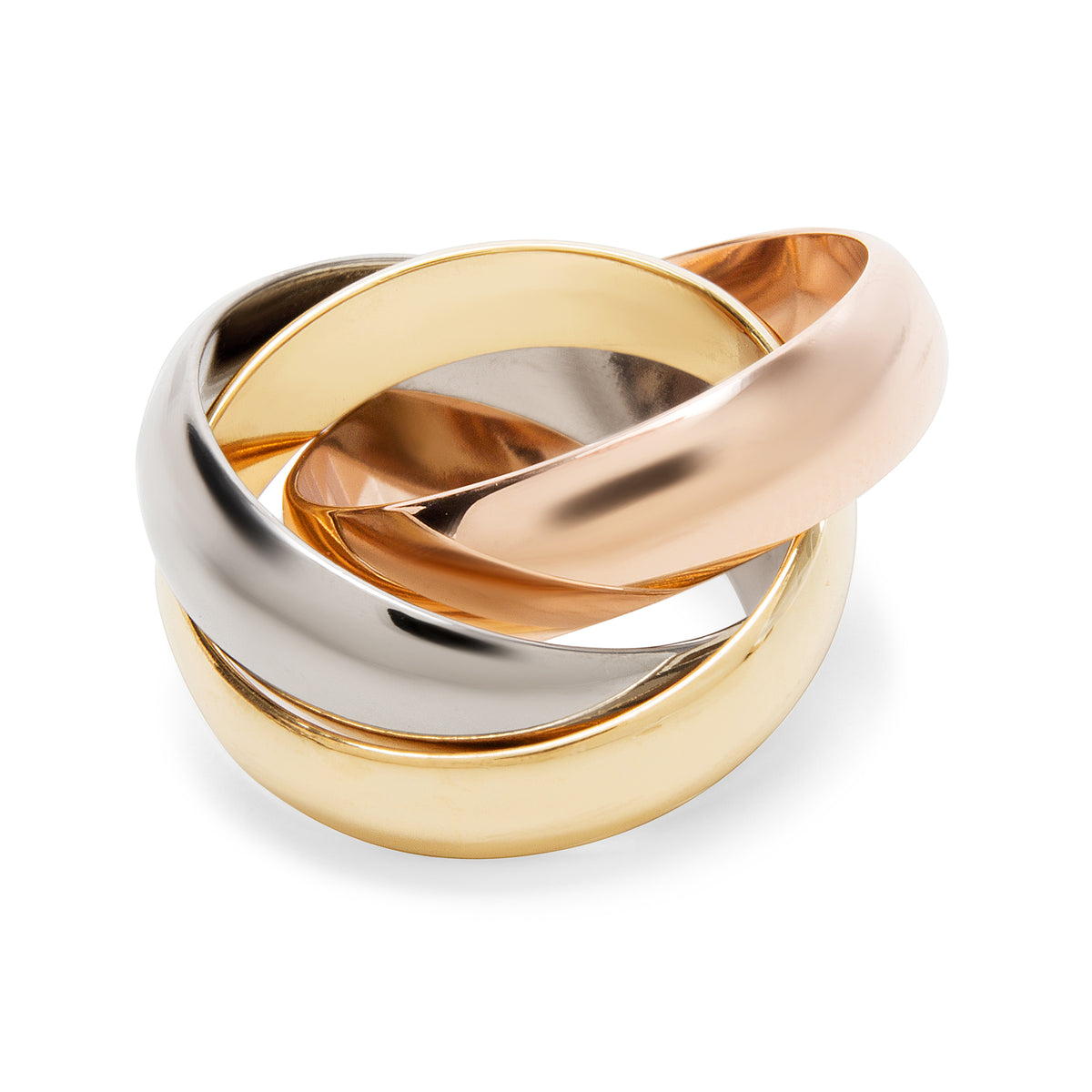 Cartier Trinity Large Model Ring in 18K Yellow, White & Rose Gold (Size 48)