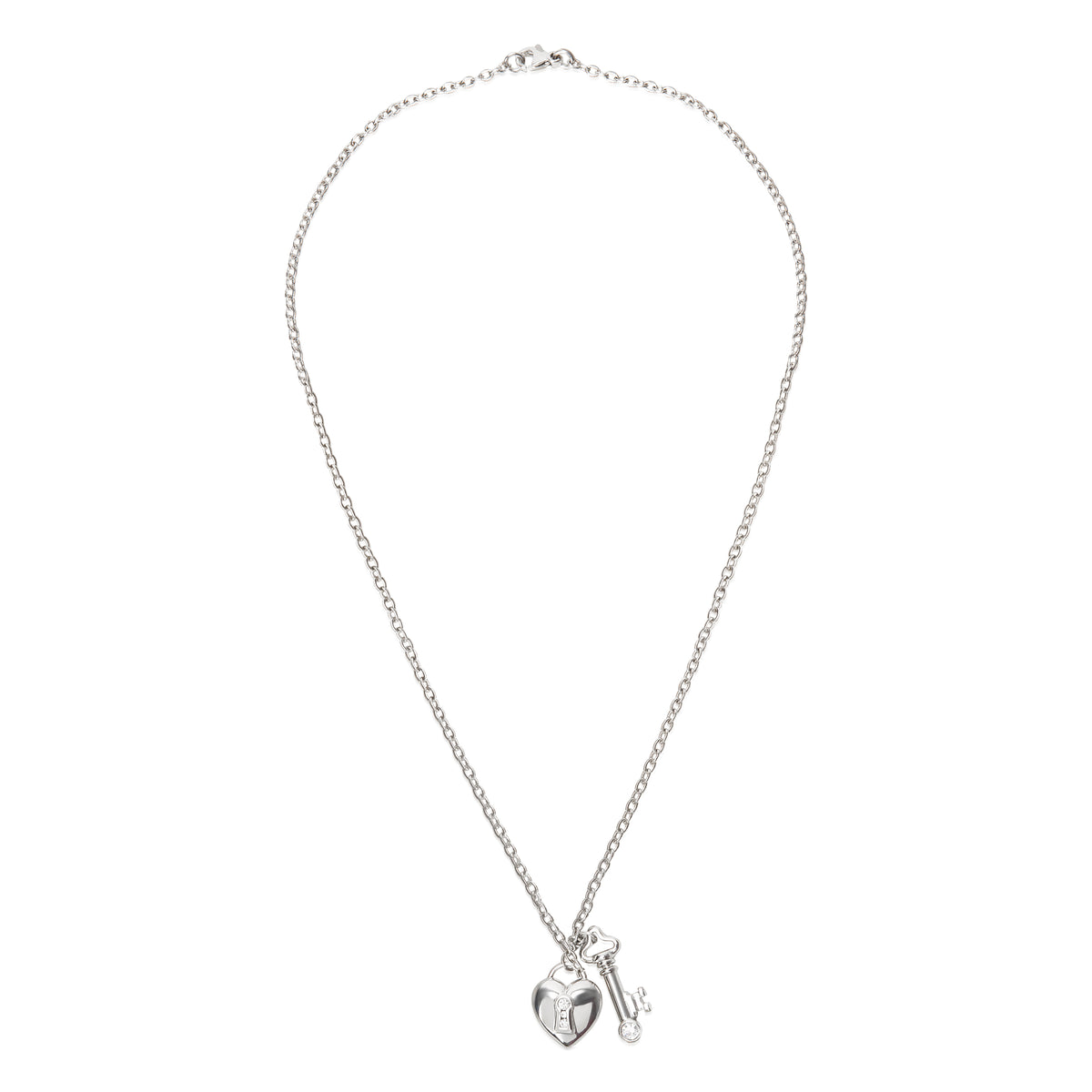 Tiffany & Co Heart Lock Key Charm Diamond Necklace in Platinum