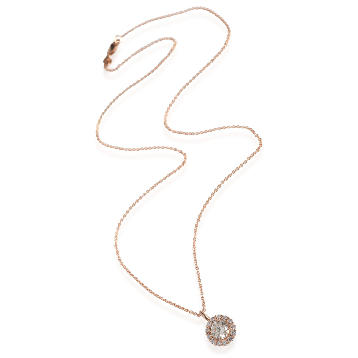 GIA Certified Round Diamond Halo Pendant in 14K Rose Gold 0.92 CTW M/VVS2