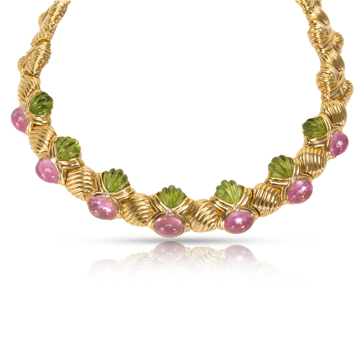 Roberto Legnazzi srl Pink & Green Tourmaline Gemstone Necklace in 18KT Gold