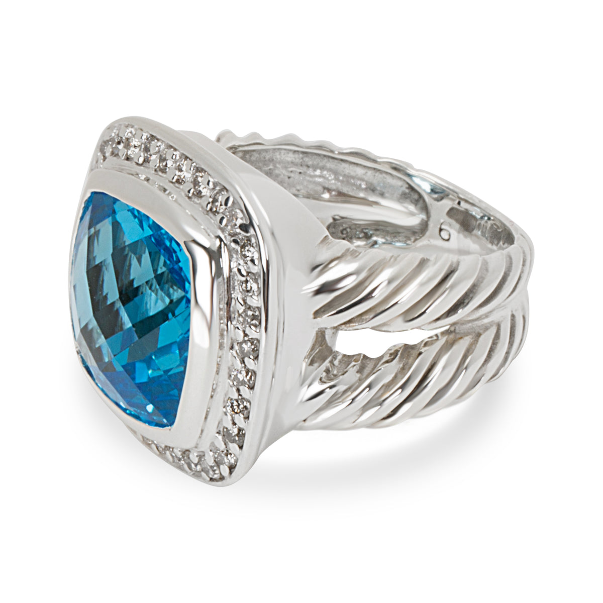 David Yurman Blue Topaz & Diamond Albion Ring in Sterling Silver