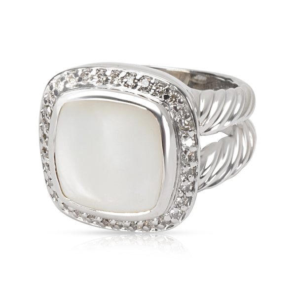 David Yurman Diamond & Mother of Pearl Albion Ring in Sterling