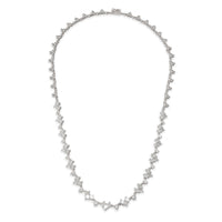 Round & Princess Cut Riviera Diamond Necklace in 18K White Gold (4.84 CTW)