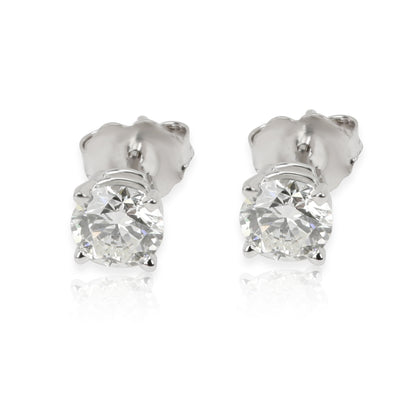 GIA Certified Diamond Stud Earrings in 14K White Gold (1.02 ctw H/VS1)