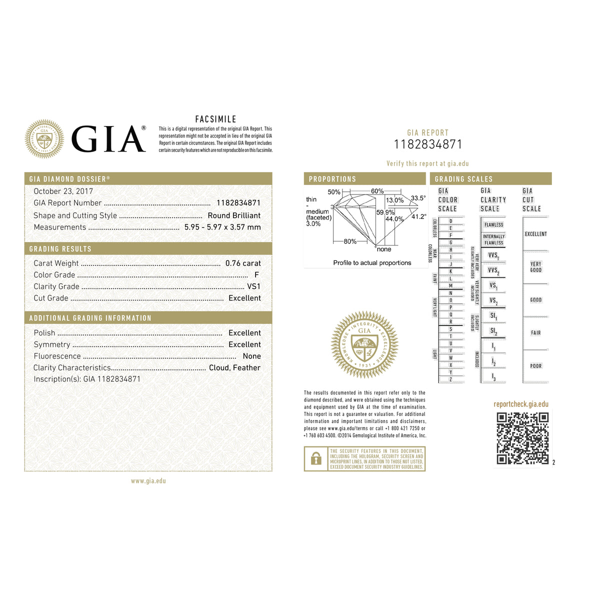 GIA Diamond Stud Earrings in 14K White Gold H VS1 1.49 CTW